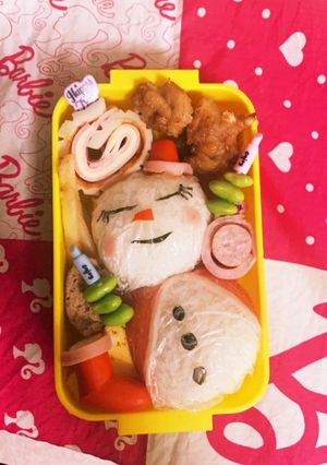 雪だるまキャラ弁-レシピのメイン写真