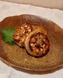 大葉風味のれんこんと鶏ひき肉のはさみ焼き