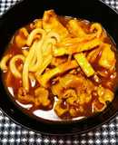 白だしカレーうどん♪豚しゃぶ使用