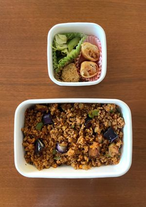 中学生野球弁当01｜キーマカレー丼-レシピのメイン写真