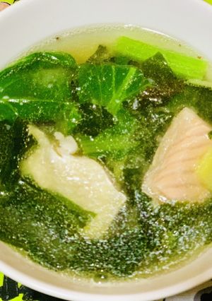 鮭のハラスと小松菜の塩麹スープ-レシピのメイン写真