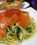 いくらとサーモンのクリームパスタ