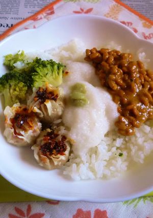 納豆・とろろ・シュウマイのカフェ丼-レシピのメイン写真