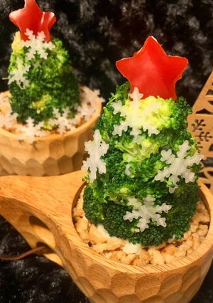 クリスマスにポテサラツリーをのせて-レシピのメイン写真