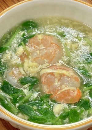 ふわトロ!小エビと豆苗の玉子スープ-レシピのメイン写真