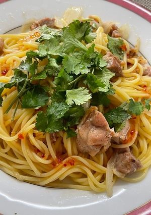 鶏肉とパクチーのアジアンなパスタ-レシピのメイン写真