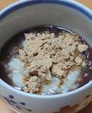 甘糀小豆に黒豆きなこをかけて♫