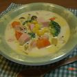 ♫お魚ソーセージと野菜の豆乳スープ♬