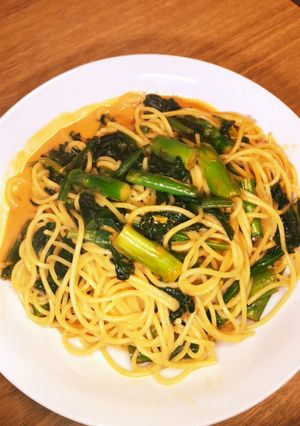 ほうれん草アスパラのトマトクリームパスタ-レシピのメイン写真