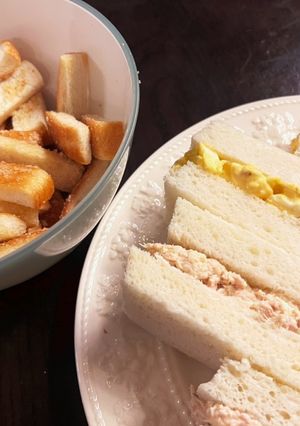 朝食に★ツナ・卵サンド&シュガーラスク-レシピのメイン写真