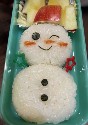 105キャラ弁　かわいい雪だるま-レシピのメイン写真