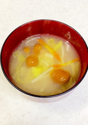 白菜 人参 もやし なめこの味噌汁^^-レシピのメイン写真