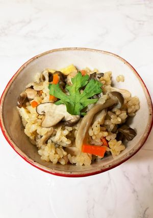 クリスマスにお出汁がきいた炊き込みご飯-レシピのメイン写真