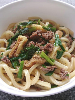 レンジで簡単♪ニラと油揚げの甘辛肉うどん-レシピのメイン写真