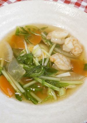お正月に水菜とえびのあんかけ餅♪めっけ-レシピのメイン写真