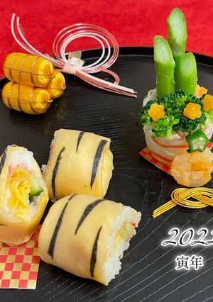 おせち料理に♪門松と寅柄の生春巻き-レシピのメイン写真