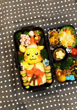 キャラ弁　ピカチュウサンタ　クリスマス-レシピのメイン写真