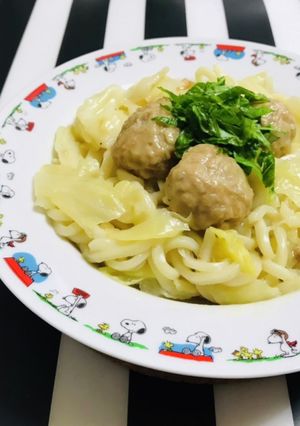 カルボナーラソースでクリームうどん-レシピのメイン写真