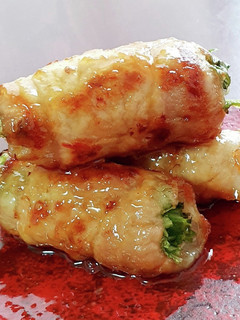 甘ピリ辛水菜の豚肉巻き-レシピのメイン写真