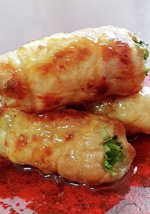 甘ピリ辛水菜の豚肉巻き-レシピのメイン写真