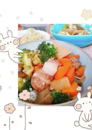 ほっこり♡豚バラと根菜の和風煮込み-レシピのメイン写真