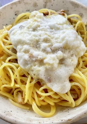 淡雪カルボ -- 卵白分離派の全卵レシピ-レシピのメイン写真