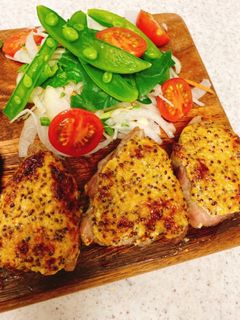 豚厚切り肉のマヨマスタード焼き-レシピのメイン写真