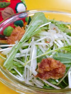 鶏の唐揚げと水菜サラダ-レシピのメイン写真