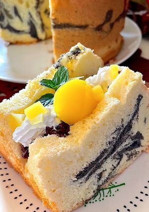 黒ごまマーブルシフォン-レシピのメイン写真