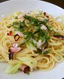 タコとオイルサーディンのパスタ