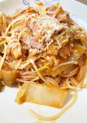 白菜とベーコンとえのきのトマトパスタ-レシピのメイン写真