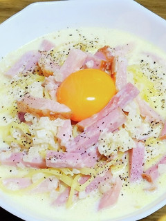 簡単おいしい カルボナーラ風スープパスタ-レシピのメイン写真