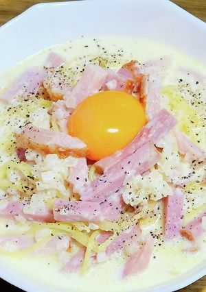 簡単おいしい カルボナーラ風スープパスタ-レシピのメイン写真