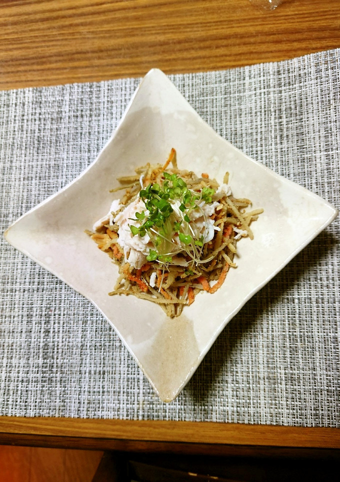 ヨウサマの減塩揚げ焼き金平牛蒡のおつまみ-レシピのメイン写真