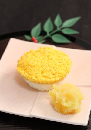 レンジで簡単！錦たまご　3色栗きんとん-レシピのメイン写真