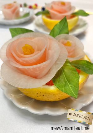 お正月✿お節♪柚子の紅白なますバラの花✿-レシピのメイン写真