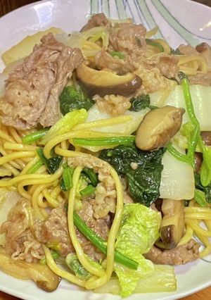 白菜と牛肉で焼きそば・焼肉のタレで-レシピのメイン写真