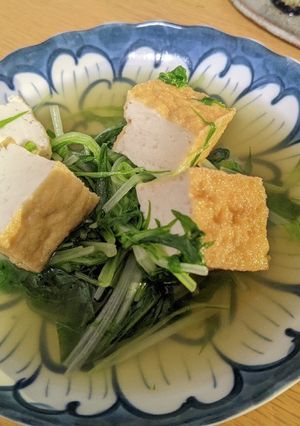 一人暮らしʕ·ᴥ·ʔ水菜と厚揚げの煮物-レシピのメイン写真