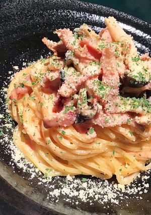 ベーコンときのこのトマトクリーム生パスタ-レシピのメイン写真