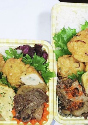 【夫婦弁当198】落とし揚げと牛肉蓮根-レシピのメイン写真
