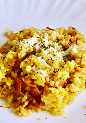 玄米ご飯でカルボナーラチャーハン-レシピのメイン写真