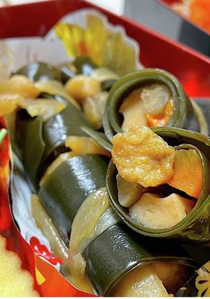 野菜とちくわと揚げの昆布巻き-レシピのメイン写真