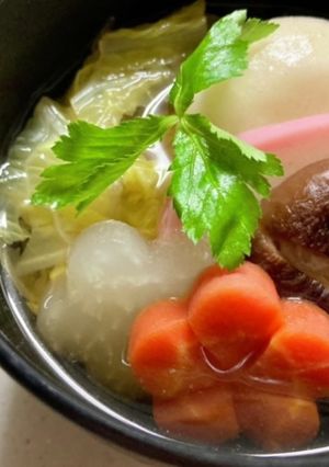 朝にさっぱりと♡鶏肉無し♡白菜のお雑煮♡-レシピのメイン写真