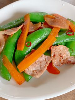 スナップエンドウと豚肉のガラ炒め-レシピのメイン写真