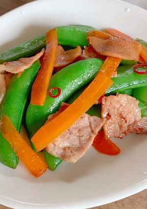 スナップエンドウと豚肉のガラ炒め-レシピのメイン写真