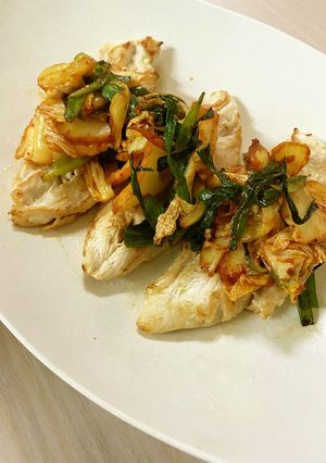 鶏ささみのニラキムチのせ-レシピのメイン写真