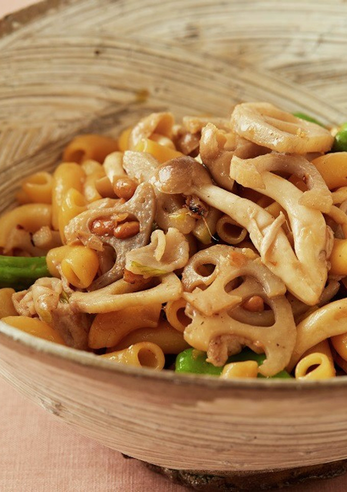 れんこんと納豆の和風パスタ-レシピのメイン写真