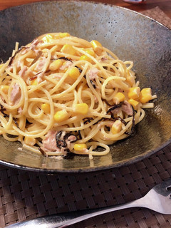 塩昆布とコーンのツナマヨパスタ-レシピのメイン写真