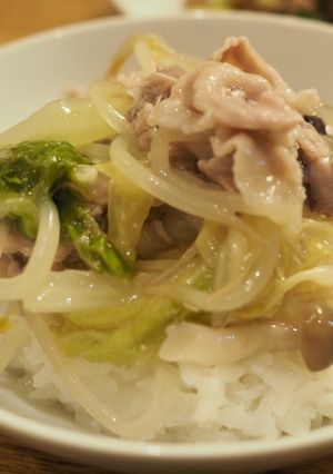 鍋の残り活用♪土鍋で中華丼-レシピのメイン写真