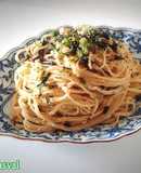 明太子と酒盗のバター風味パスタ